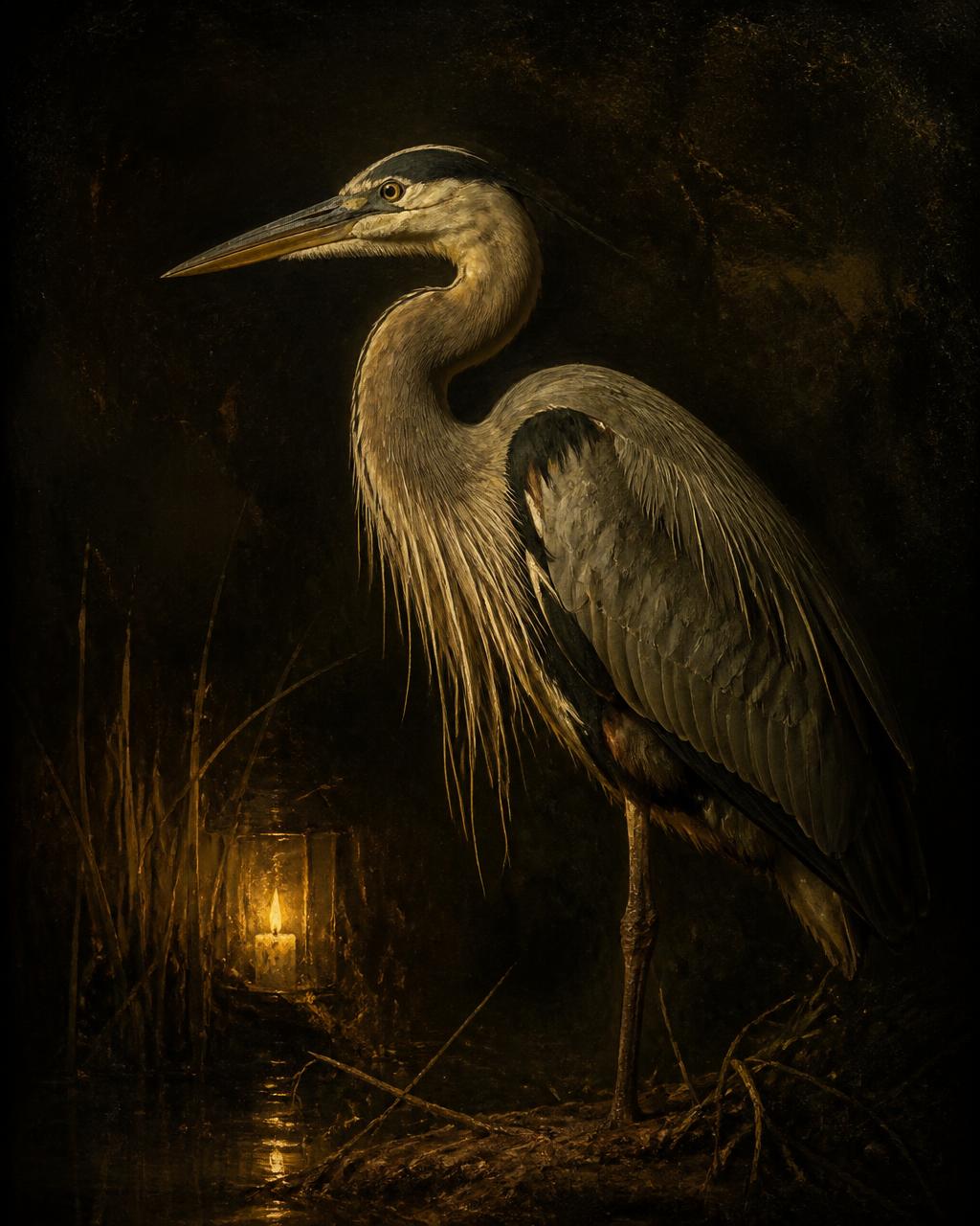 Heron in Candlelight